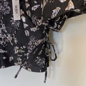 Jonathan Simkhai Black & Silver Taylor Wrap top
